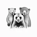 three bears in the forest tattoo design idea