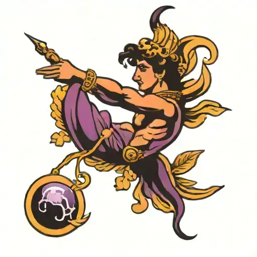 Uranus purple Aquarius zodiac sign tattoo design idea