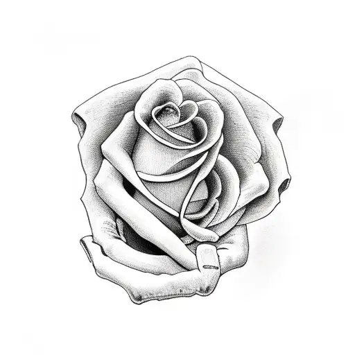 skeleton hand with a rose  tattoo design idea