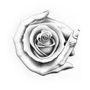 skeleton hand with a rose  tattoo design idea