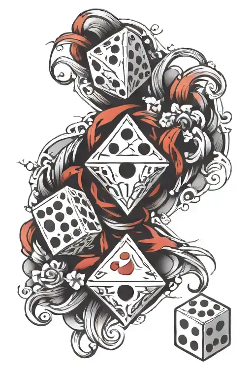 Card and dice intertwined tattoo design idea