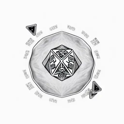 cash with fire and a dice symbolizing the gamble of wealth and success  tattoo design idea