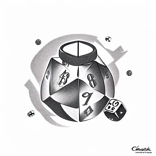 cash with fire and a dice symbolizing the gamble of wealth and success  tattoo design idea