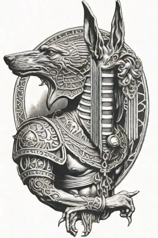 Anubis with Charon tattoo design idea