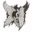 half angel half devil wings  tattoo design idea