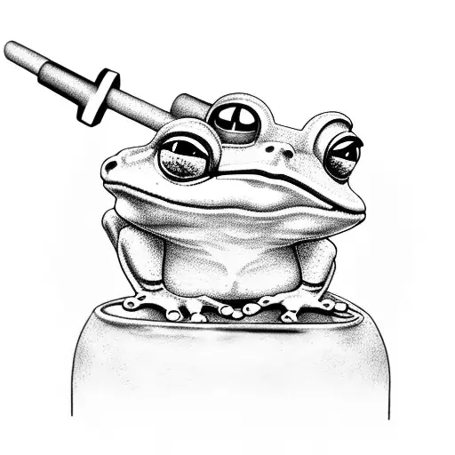 frog smoking pipe tattoo design idea