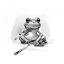 frog playing banjo smoking cigarette tattoo design idea