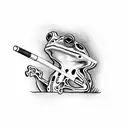 frog playing banjo smoking cigarette tattoo design idea