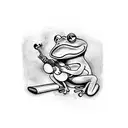 frog playing banjo smoking cigarette tattoo design idea