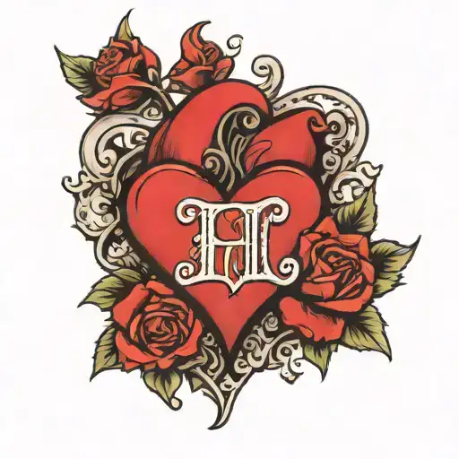heart with the initials H.E.L.S  tattoo design idea