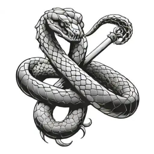 snake on a sword tattoo design idea