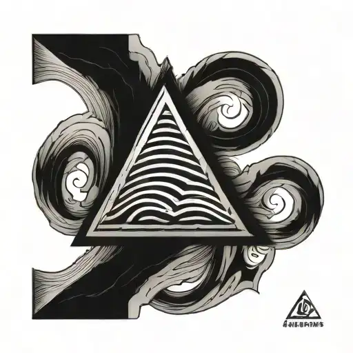 vulknut triangle symbol with tsunami  tattoo design idea