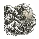 vulknut, tsunami wave crashing tattoo design idea