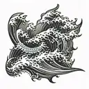 vulknut, tsunami wave crashing tattoo design idea