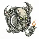 alien smoking tattoo design idea