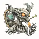 alien smoking tattoo design idea