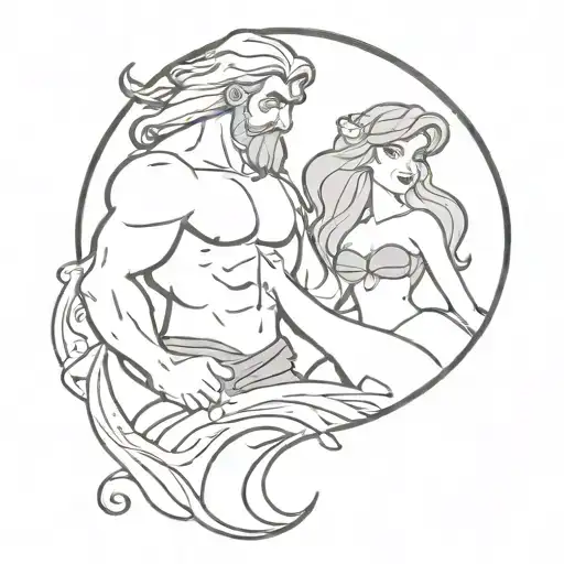 Hercules and little mermaid tattoo design idea