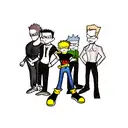Bart Simpson, Ben 10, Dexter from Dexter's laboratory all standing next to each other looking cool tattoo design idea