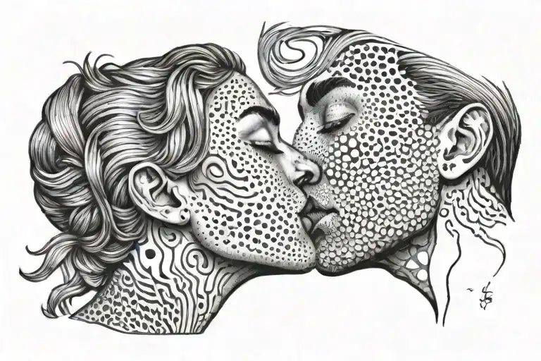 a trans man and trans woman kissing tattoo design idea