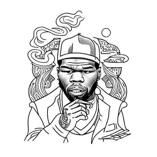50 cent smoking  tattoo design idea