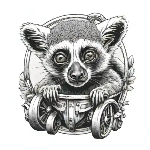 realistic lemur in a pushchair tattoo design idea