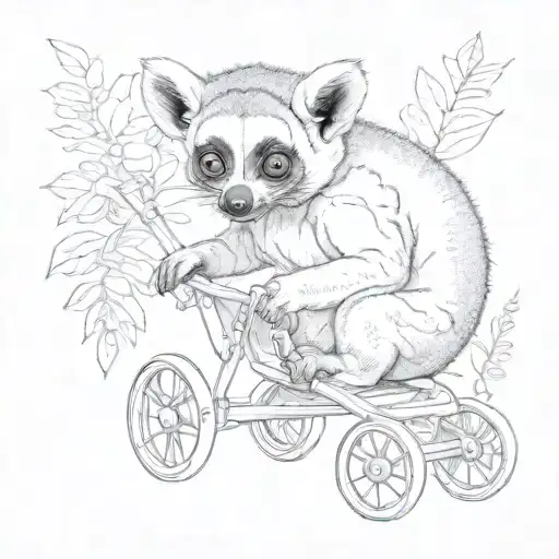 realistic lemur in a pushchair tattoo design idea