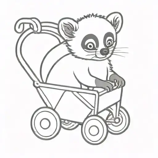 lemur in a pushchair tattoo design idea