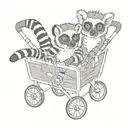 realistic lemur in a pushchair tattoo design idea