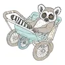 realistic lemur in a pushchair tattoo design idea