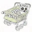 realistic lemur in a pushchair tattoo design idea