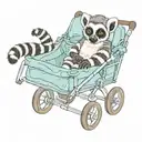 realistic lemur in a pushchair tattoo design idea