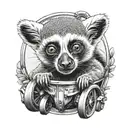 realistic lemur in a pushchair tattoo design idea