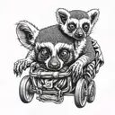 realistic lemur in a pushchair tattoo design idea