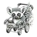realistic lemur in a pushchair tattoo design idea