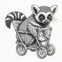 realistic lemur in a pushchair tattoo design idea