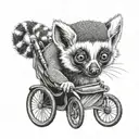 realistic lemur in a pushchair tattoo design idea