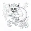 realistic lemur in a pushchair tattoo design idea