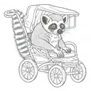 realistic lemur in a pushchair tattoo design idea