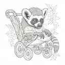 realistic lemur in a pushchair tattoo design idea