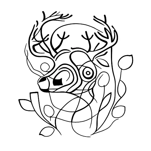 Deer and fig branch tattoo design idea