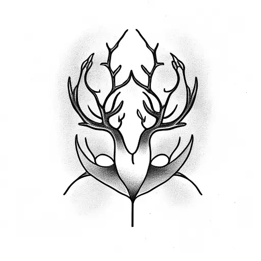 Deer feet and fig branch tattoo design idea