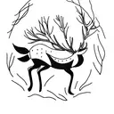 Deer and fig branch tattoo design idea