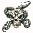 rose scorpion skull tattoo design idea