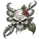 rose scorpion skull tattoo design idea