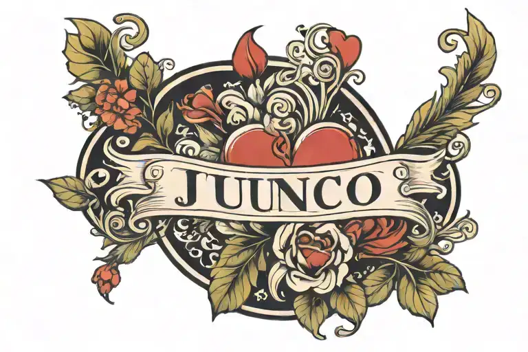the name juno with a heart  tattoo design idea
