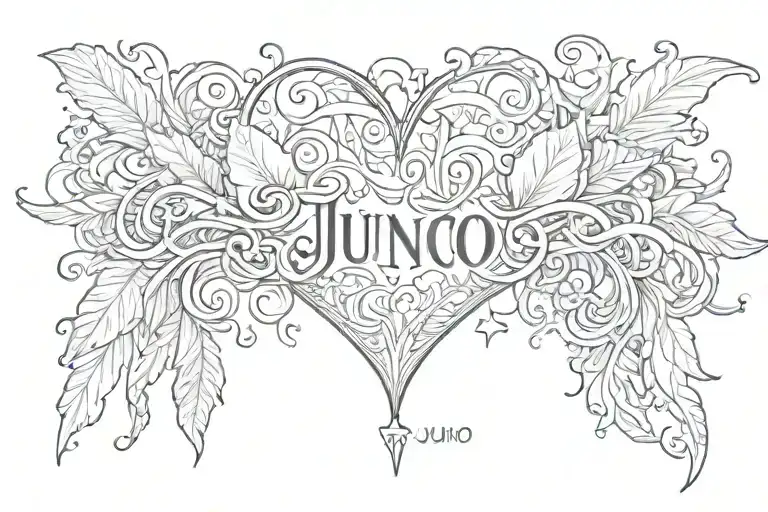 the name juno with a heart  tattoo design idea