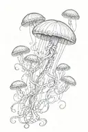 jellyfish floating long tentacles made of flowers and vines tattoo design idea