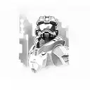 master chief drinking beer  tattoo design idea