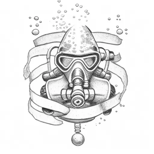 scuba flag ripped tattoo design idea