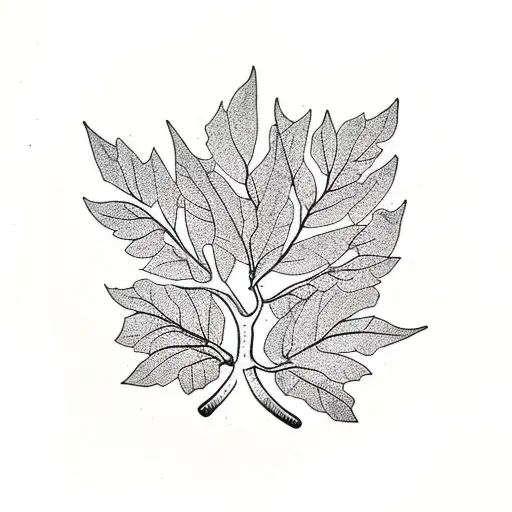 tree branch with leaves blowing away in the wind tattoo design idea